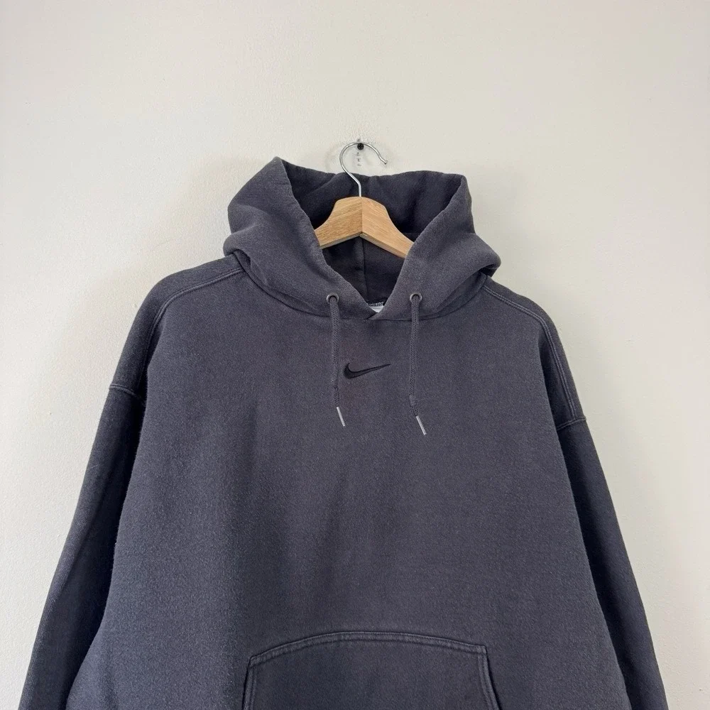 Vintage 90's Nike Center Swoosh Charcoal Black RARE Hoodie - Large
